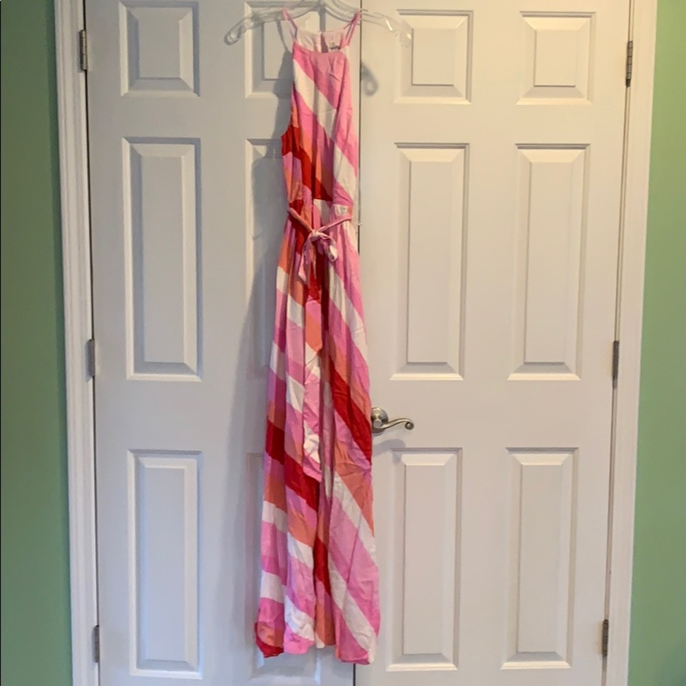 NWT multi diagonal stripe maxi dress